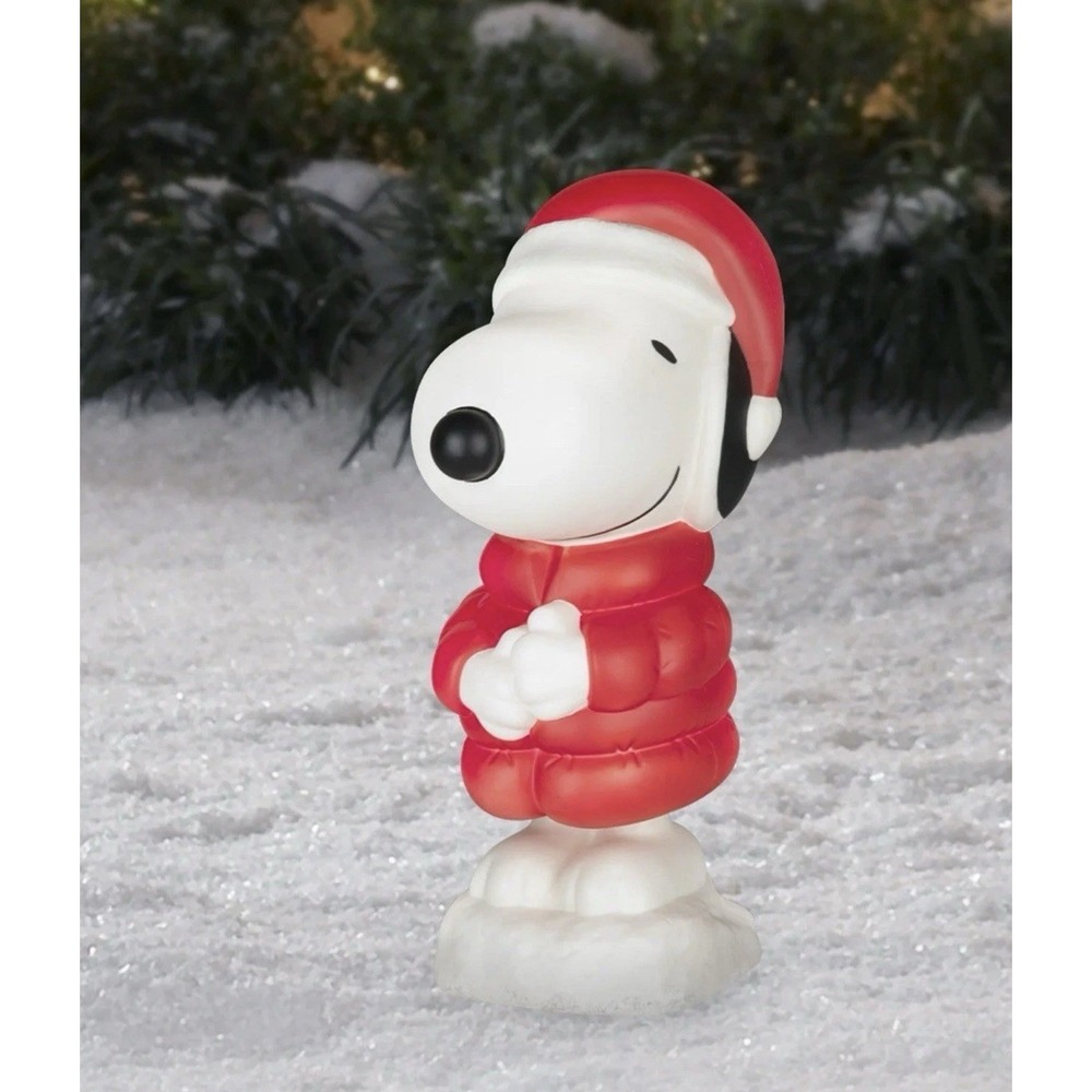 Snoopy Red Puffer Jacket PEANUTS BLOW MOLD 22" 22in Lighted SANTA RARE NEW